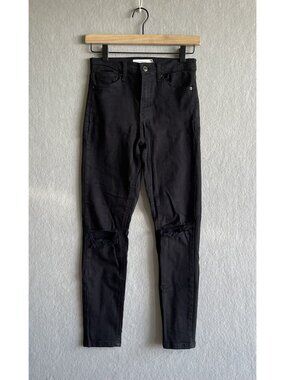 Topshop Jamie Black Distressed Skinny Jeans W26 L30